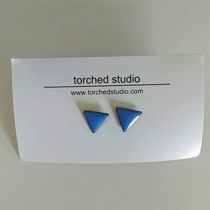 Bronze and glass stud earrings